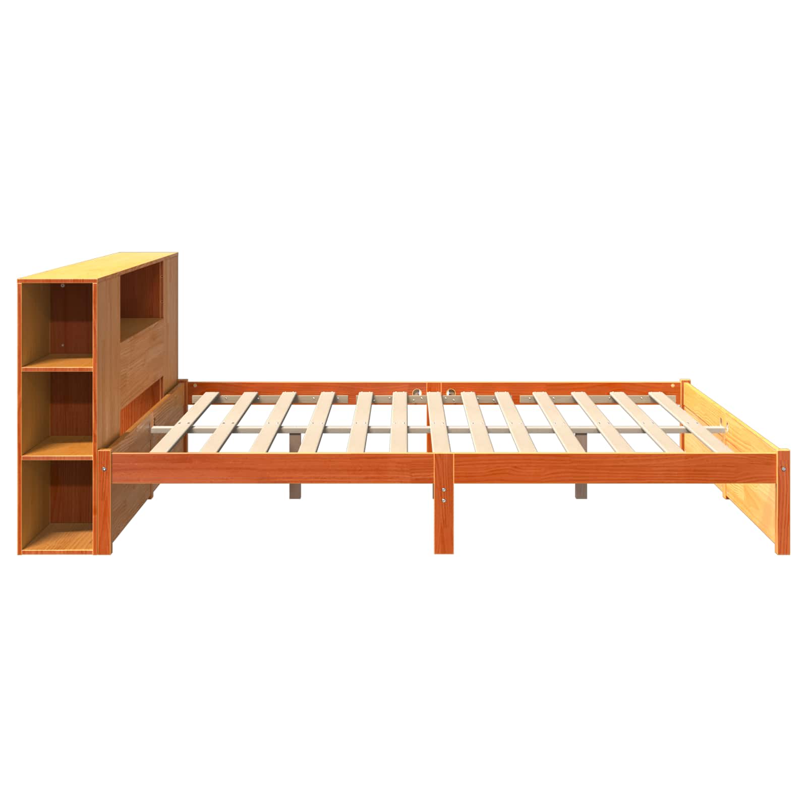 Bettgestell mit Aufbewahrungskopfteil 2 pcs Wachsbraun