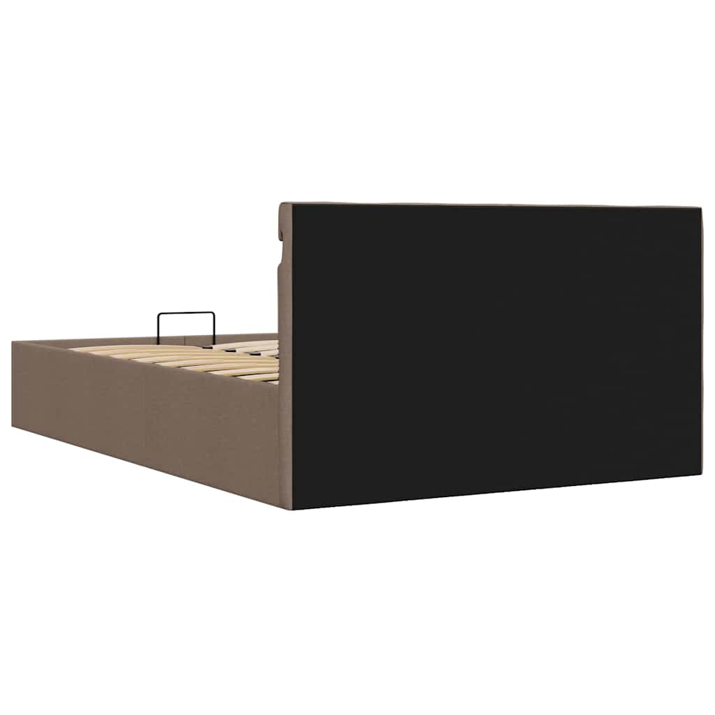 Bett mit Bettkasten Hydraulisch LED Dunkelgrau Stoff 90x200 cm