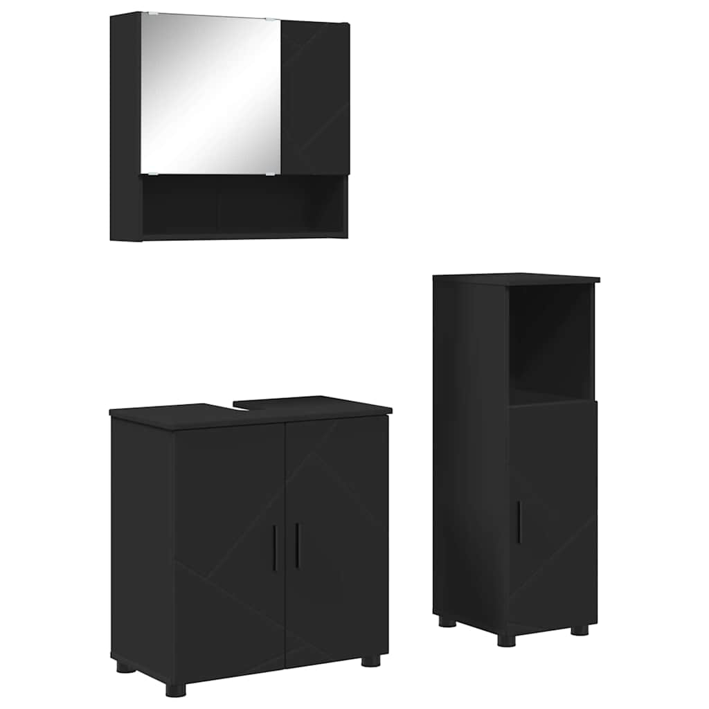 Badezimmermöbel-Set mit Tür 3 pcs Weiß Holzwerkstoff & Metall