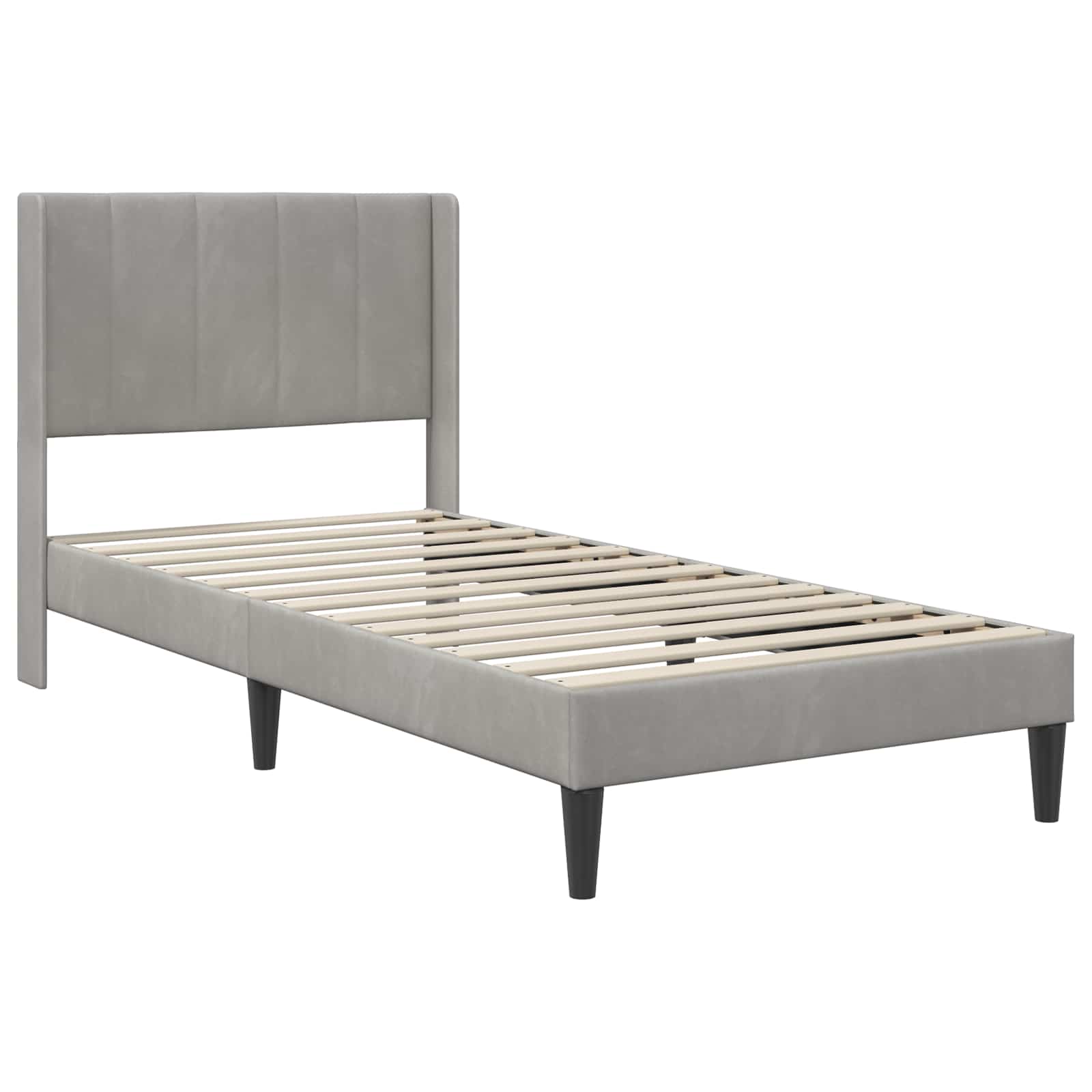 Bettgestell mit Matratze mit Kopfteil Hellgrau 80 x 200 cm Samt