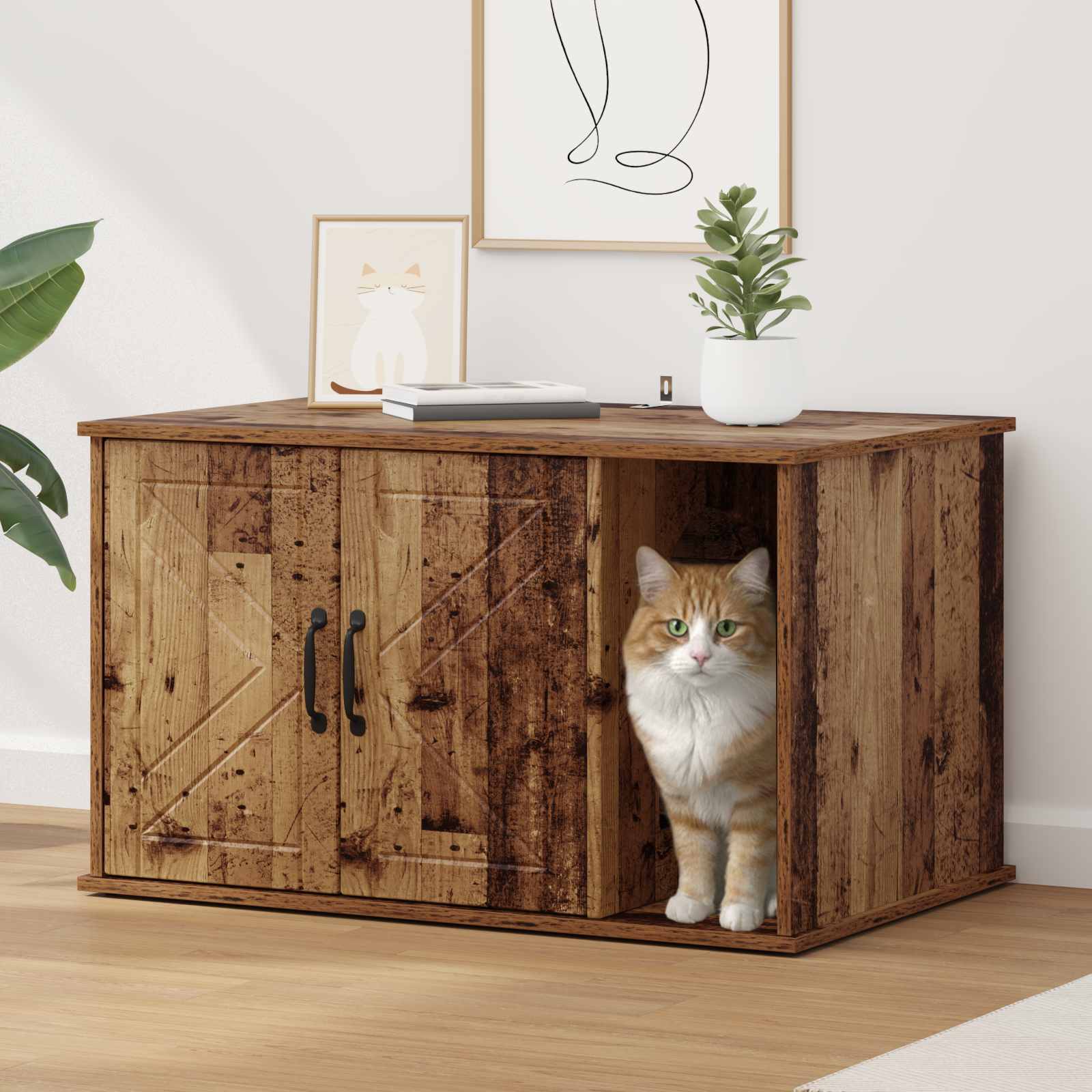 Katzenhaus Weiß 85 x 55 x 50 cm Holzwerkstoff