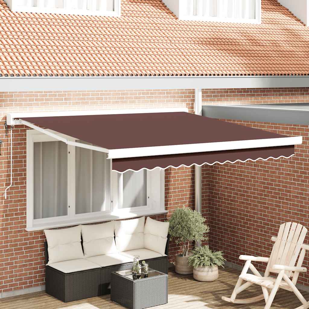 Markise Einziehbar Blau und Weiß 4x3 m Stoff und Aluminium