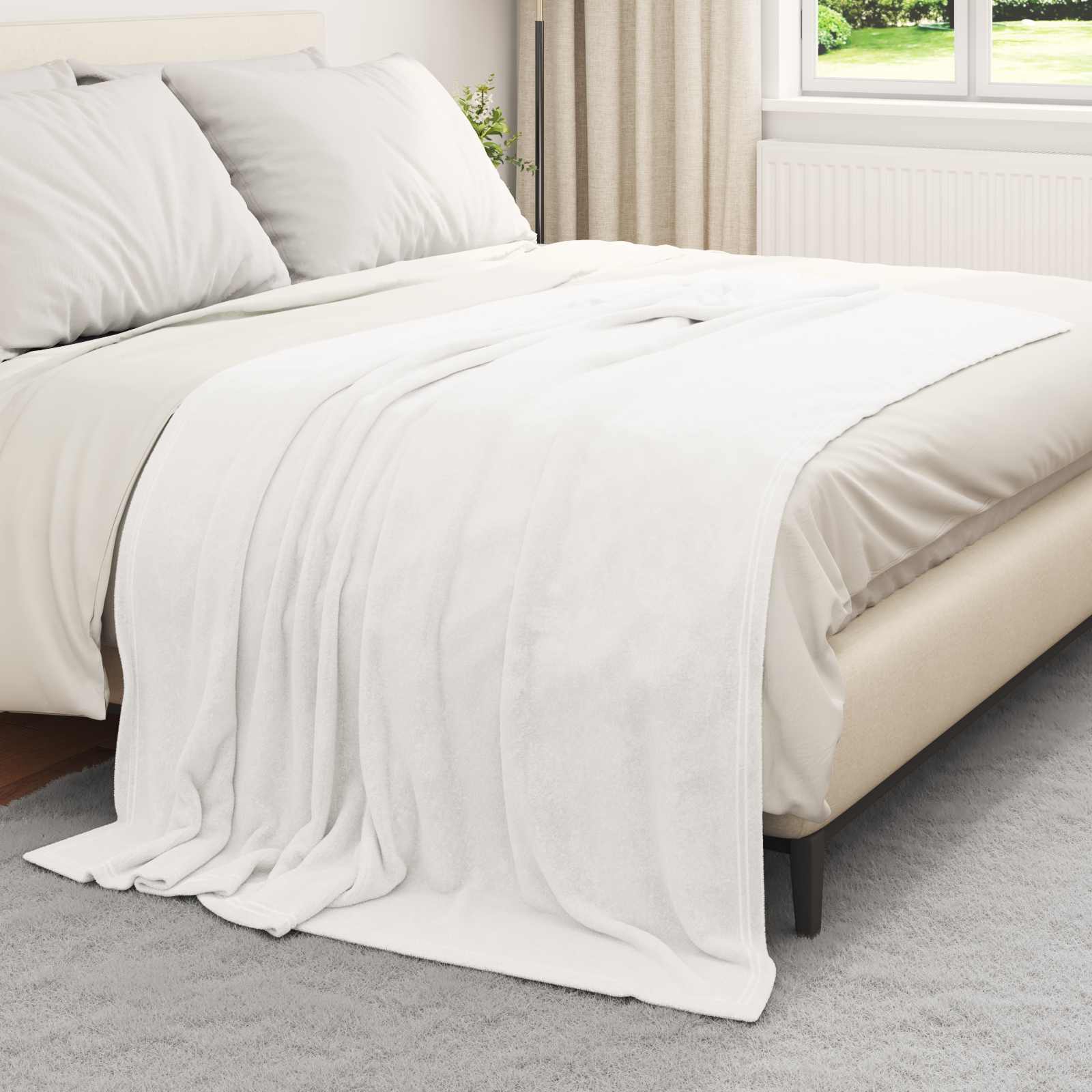 Überwurfdecke Beige 130 x 150 cm Fleece