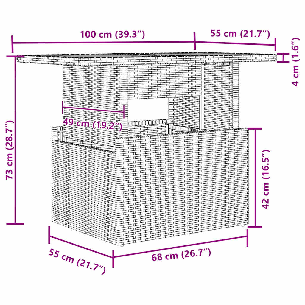 Garten Essgruppe mit Kissen 10 pcs Schwarz und Creme