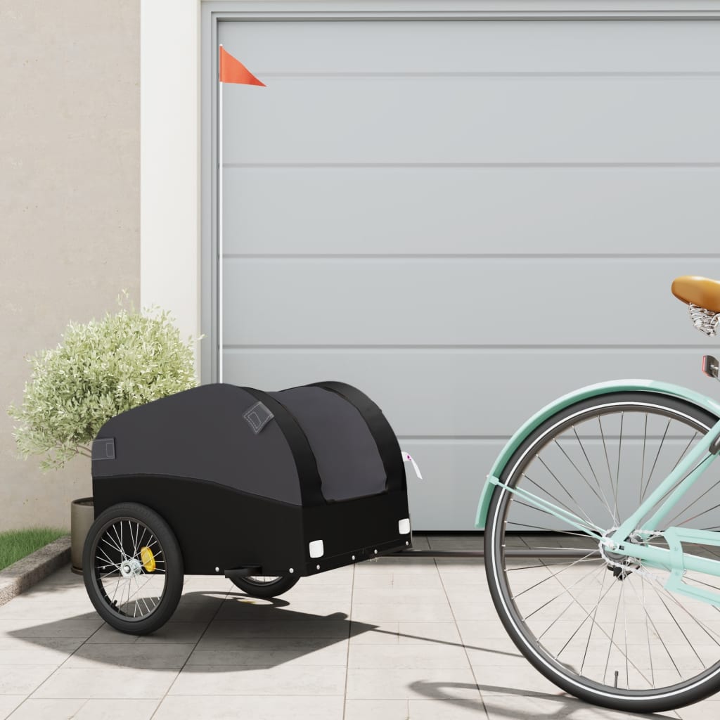 Fahrradanhänger Schwarz und Orange 30 kg Eisen