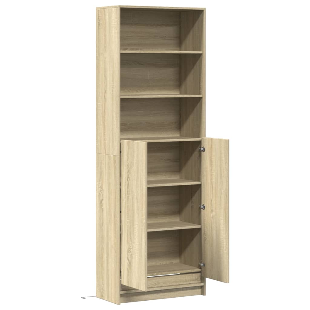 Highboard mit LED-Beleuchtung Weiß 69x32,5x200 cm Holzwerkstoff