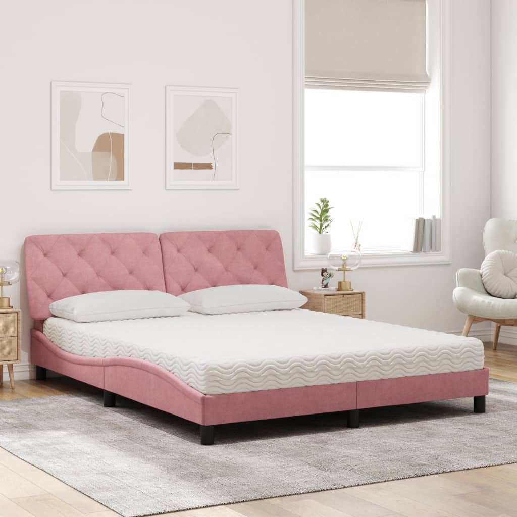 Bett mit Matratze Hellgrau 80x200 cm Samt