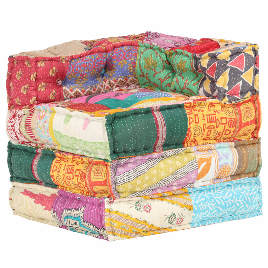 2-Sitzer Modularer Pouf Patchwork Stoff