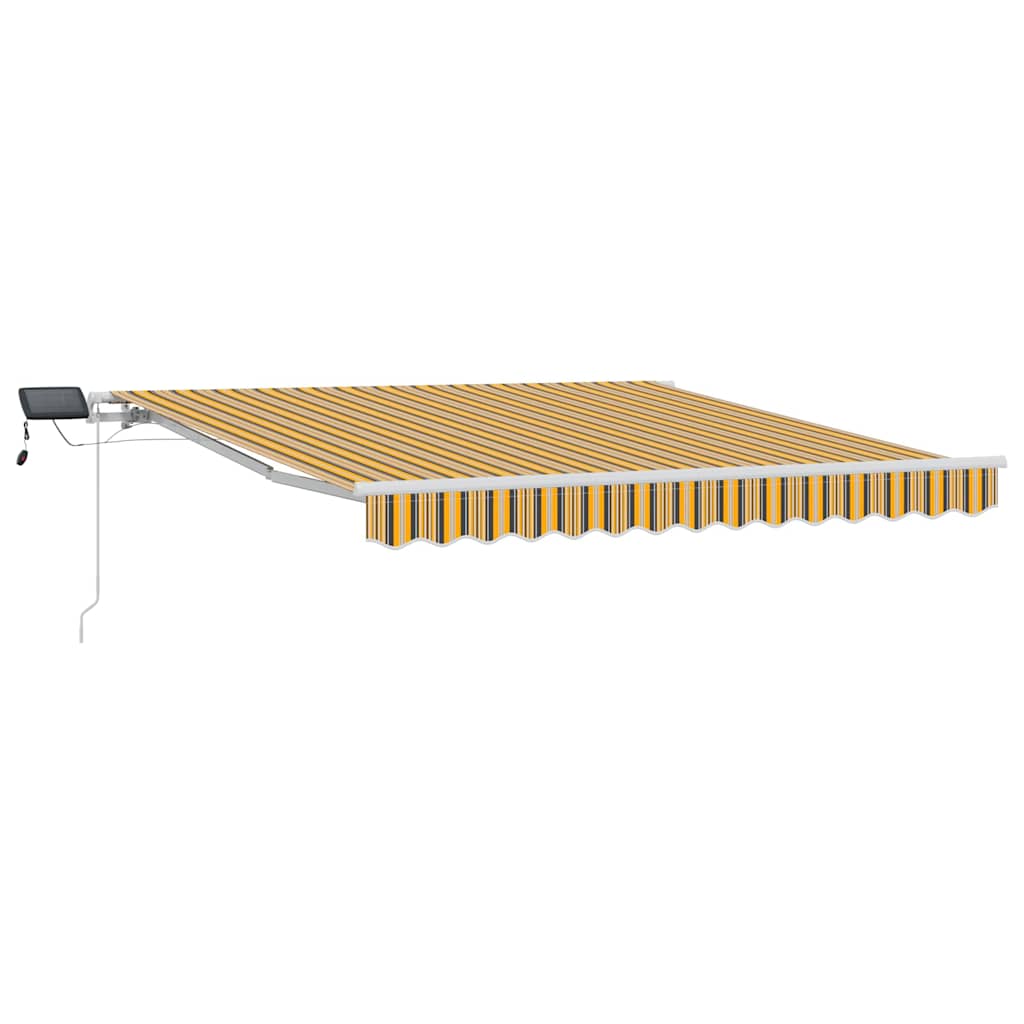 Markise Manuell Einziehbar mit LED 300x250 cm Blau und Weiß