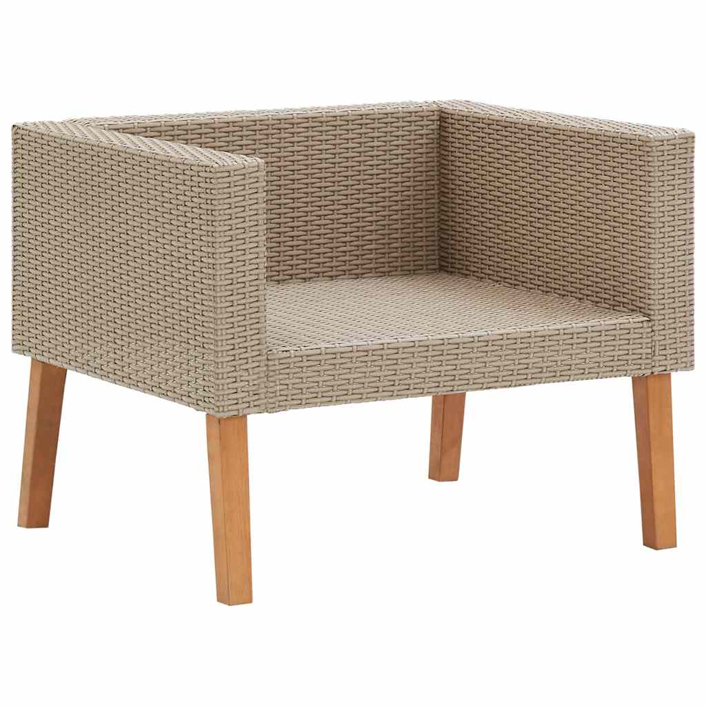 3-Sitzer-Gartensofa mit Auflagen Poly Rattan Beige