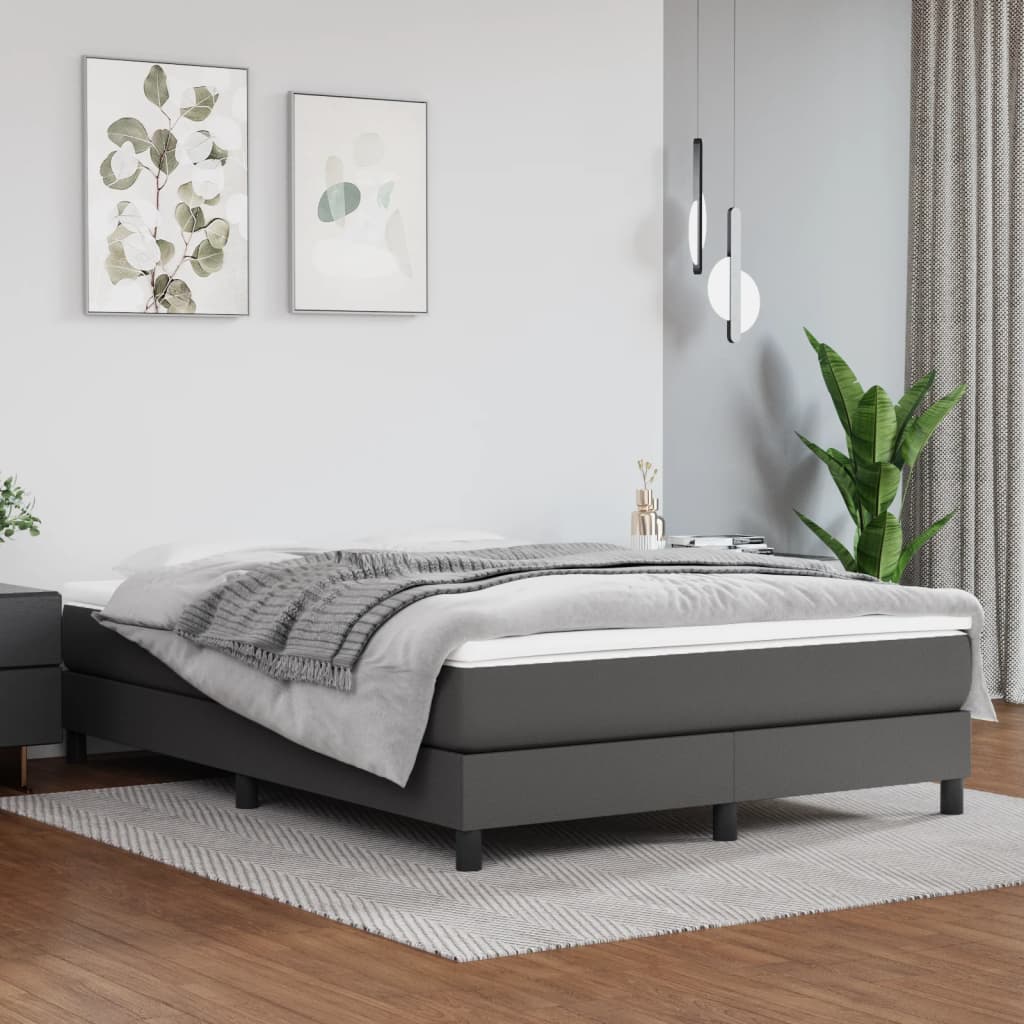 Taschenfederkernmatratze Mittel Schwarz 80x200x20 cm Kunstleder