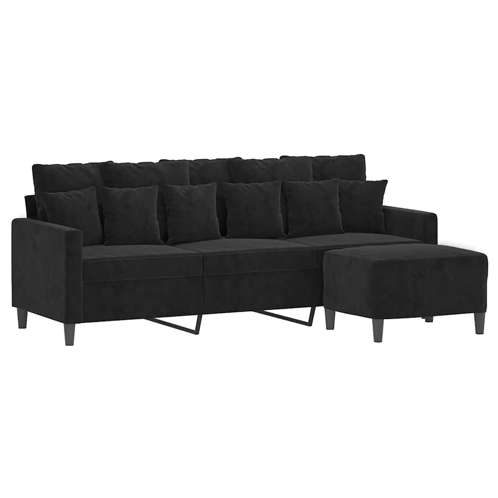3-Sitzer-Sofa mit Hocker Rosa 180 cm Samt