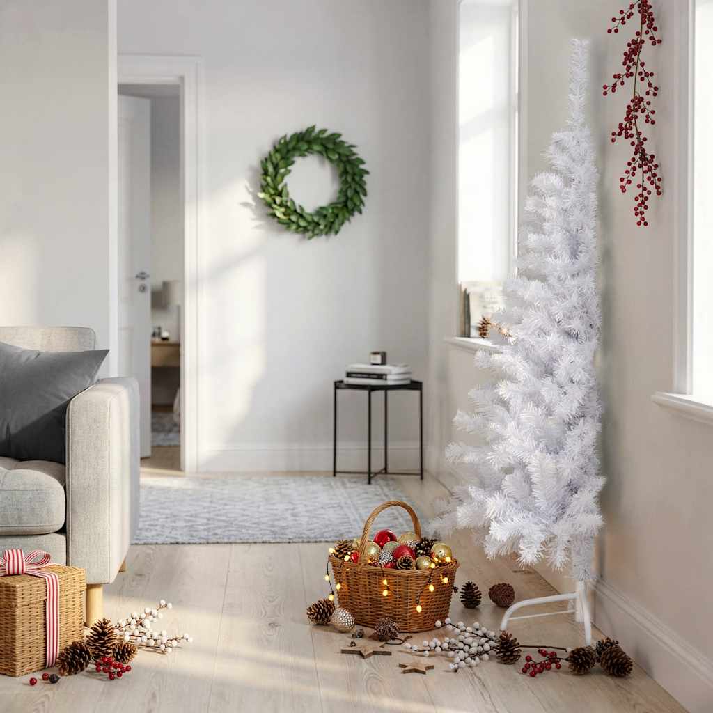 Künstlicher Halb-Weihnachtsbaum mit Ständer Grün 150 cm PVC