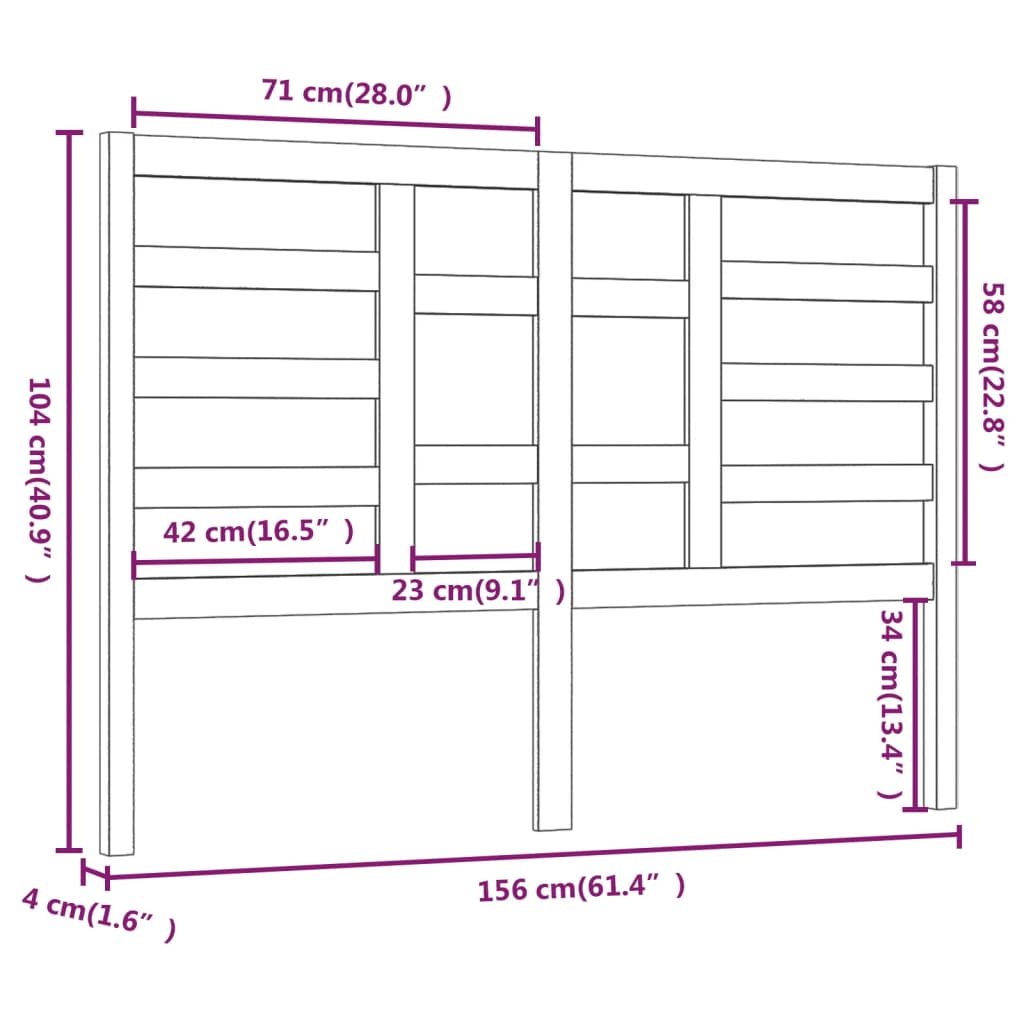 Bett-Kopfteil Grau 81x4x104 cm Massivholz Kiefer