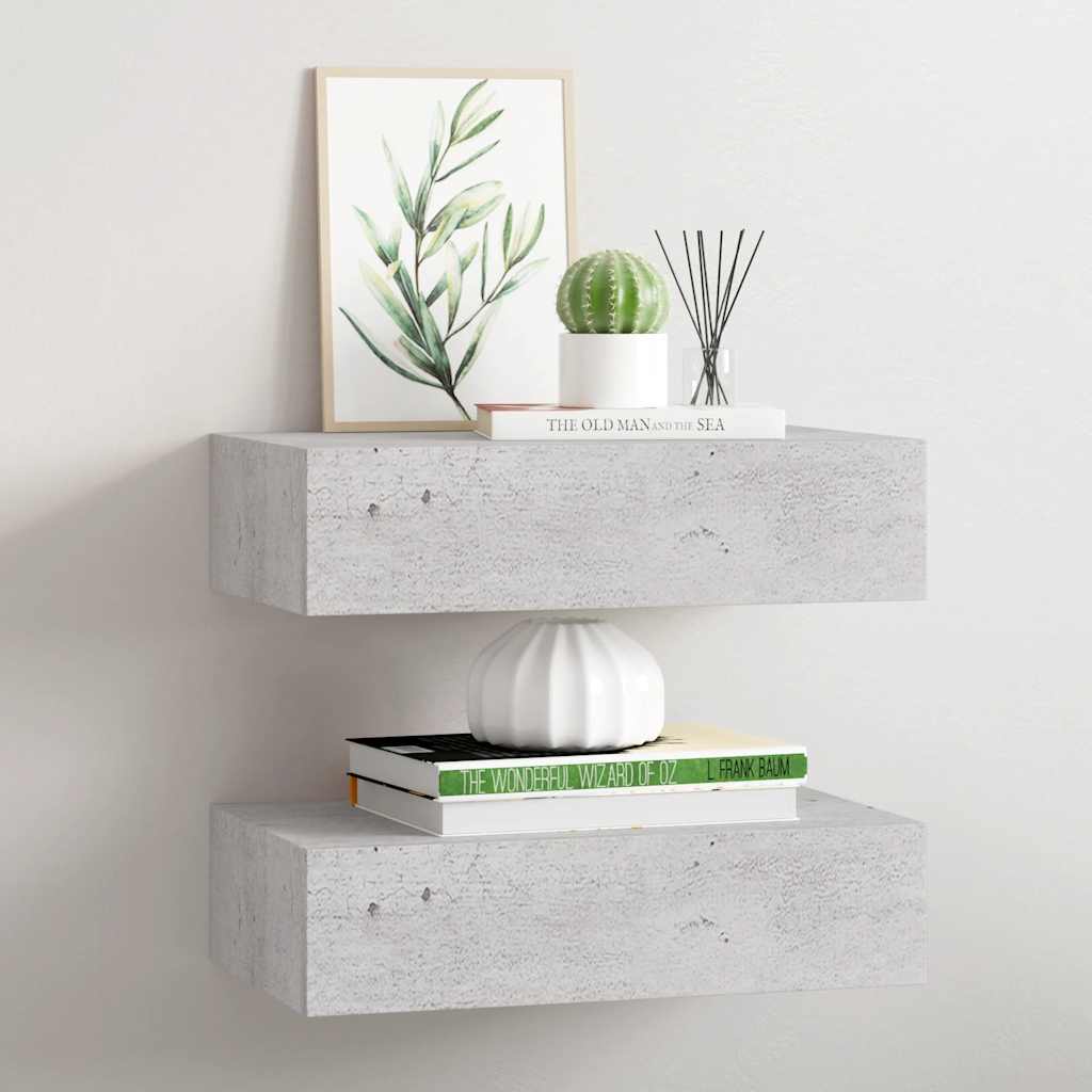 Wandregal mit Schublade Weiß 40x23,5x10 cm MDF