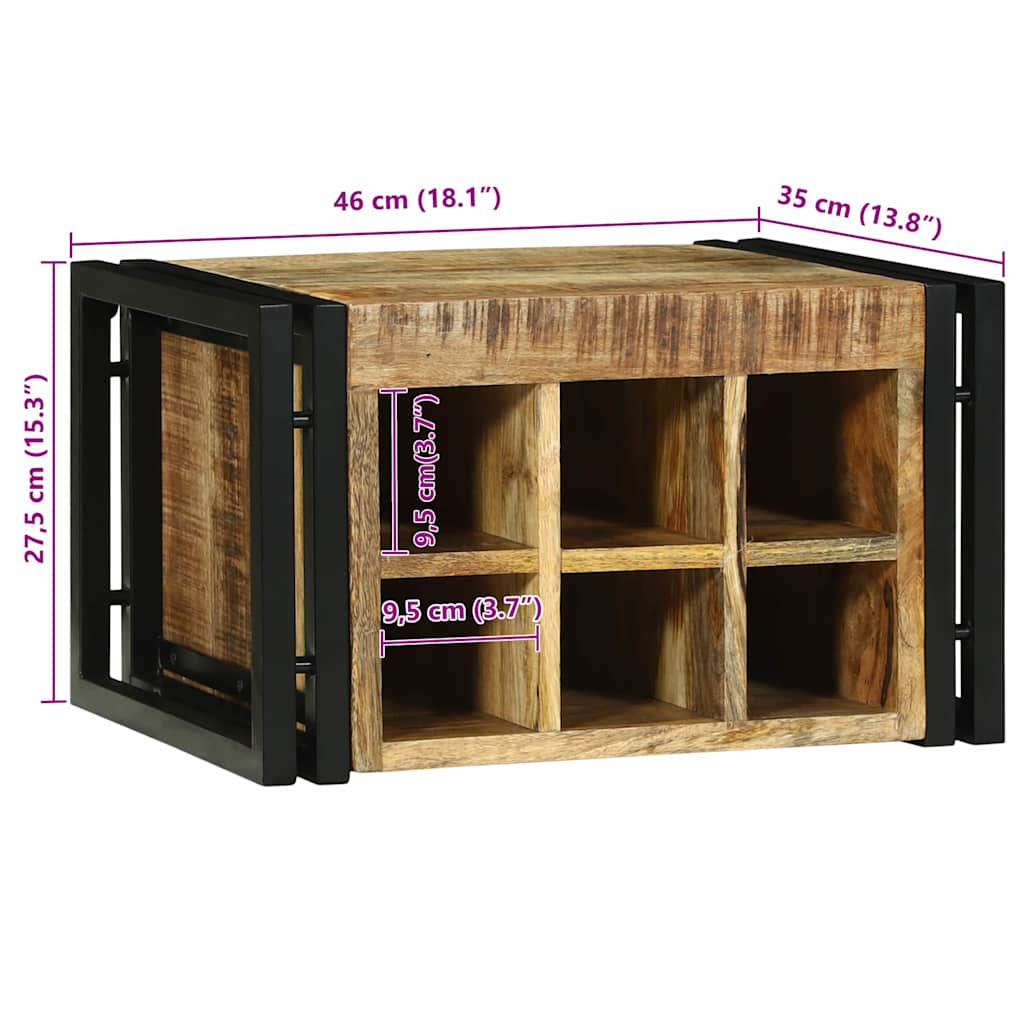 Weinregal Braun und Schwarz 35 x 35 x 39 cm Massivholz Mango