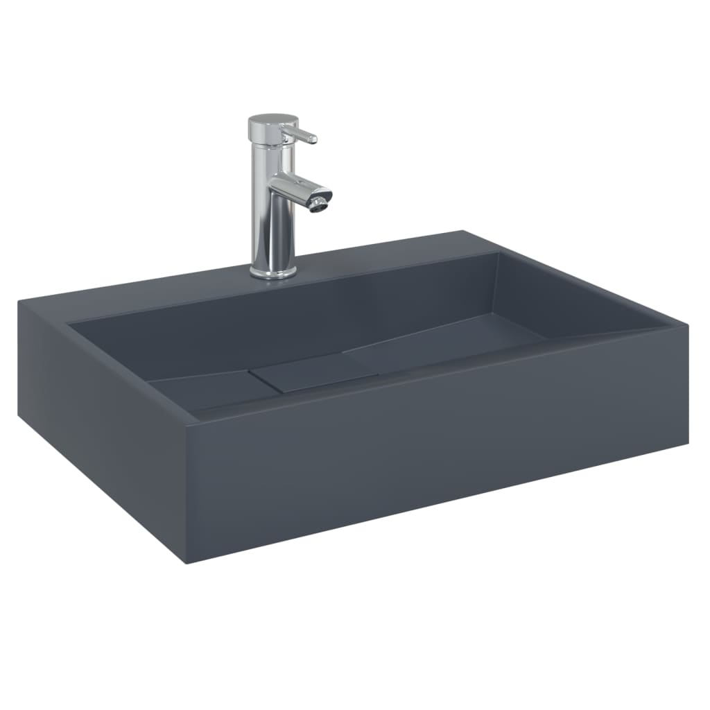 Waschbecken 60x38x11 cm Mineralguss/Marmorguss Mattschwarz