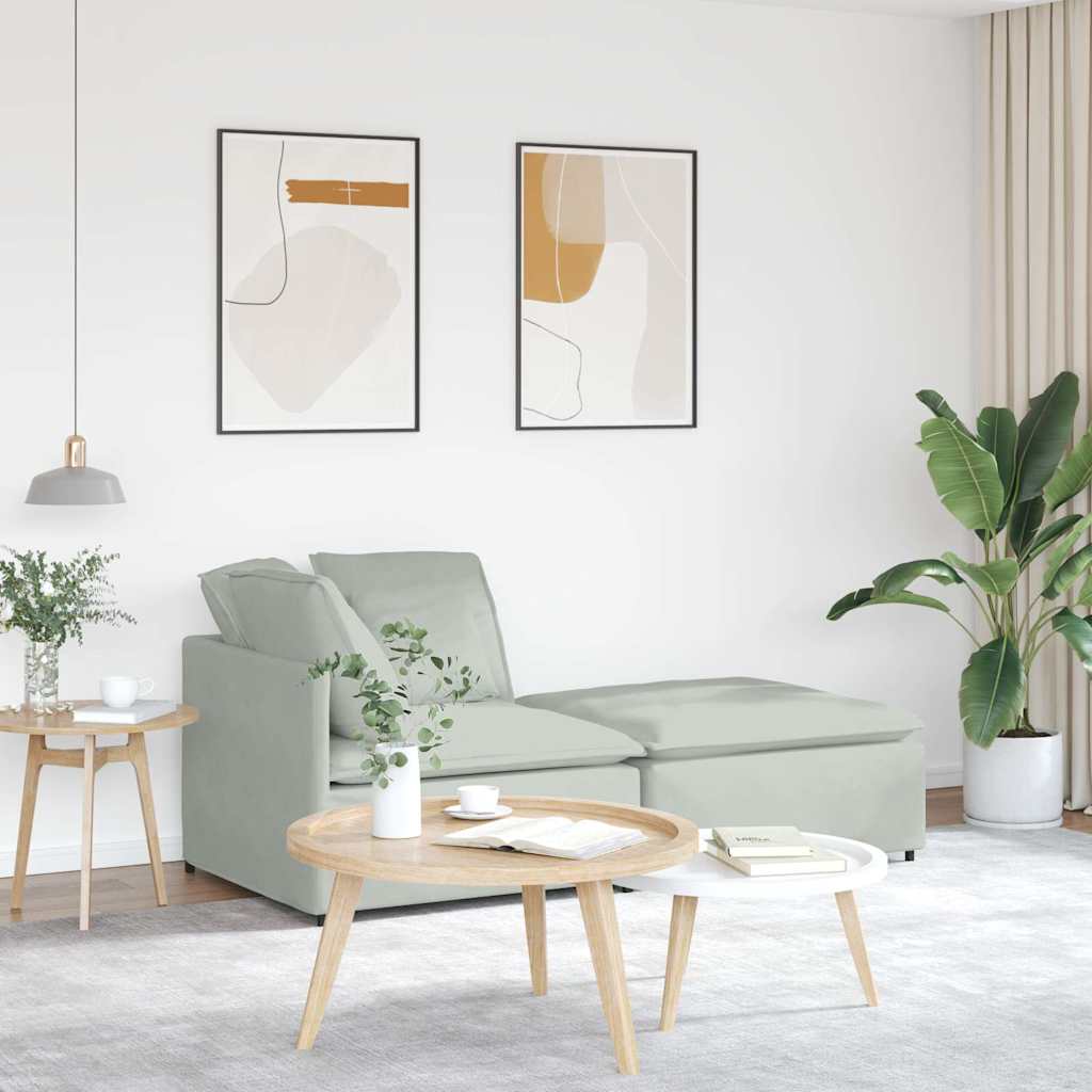 Modulares Sofa mit Fußhocker Kissen Samt Blau
