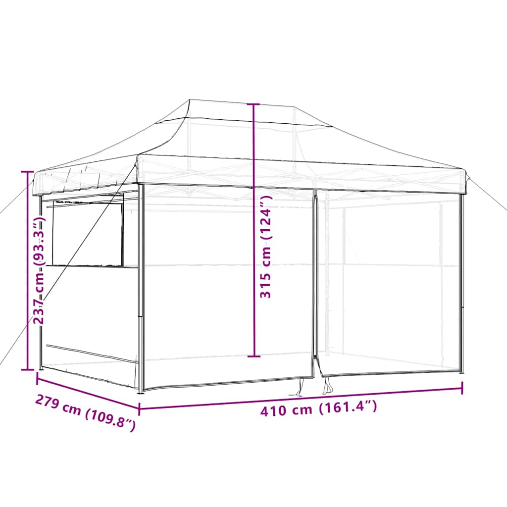 Partyzelt Faltbar Pop-Up Beige 410x279x315 cm