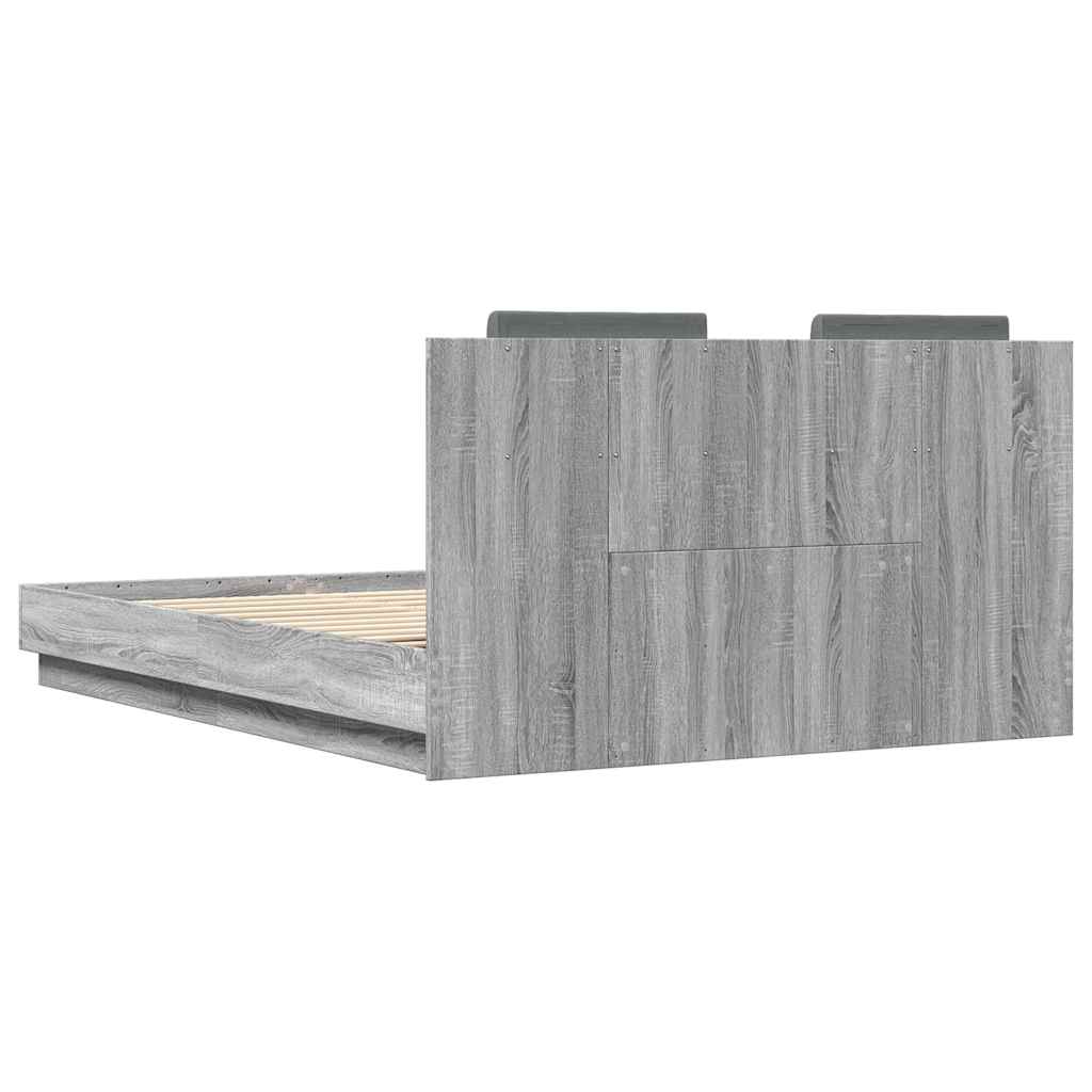 Bettgestell mit Kopfteil Grau Sonoma 180x200 cm Holzwerkstoff