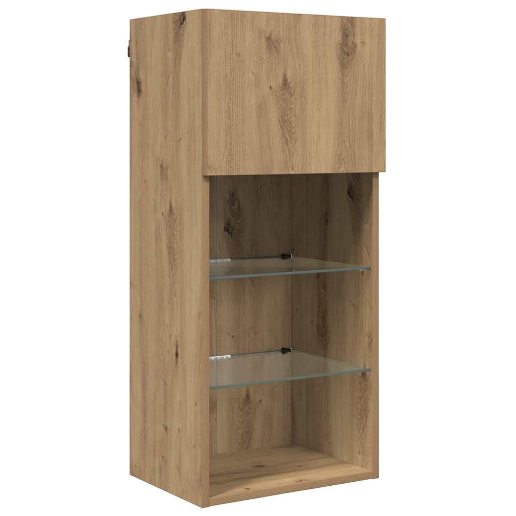 5-tlg. Wohnwand mit LED-Beleuchtung Weiß Holzwerkstoff