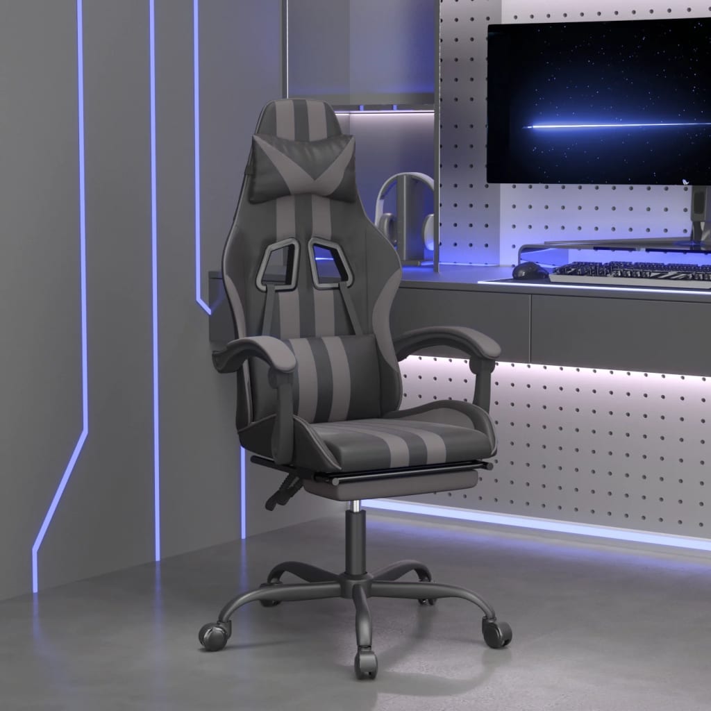Gaming-Stuhl Drehbar Schwarz und Blau Kunstleder