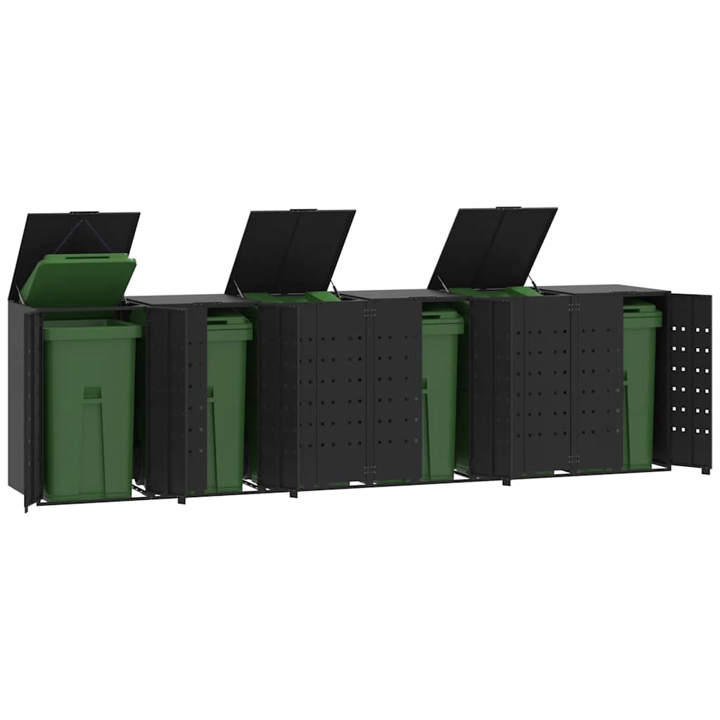 Mülltonnenbox für 2 Tonnen Schwarz 138x79x117 cm Stahl