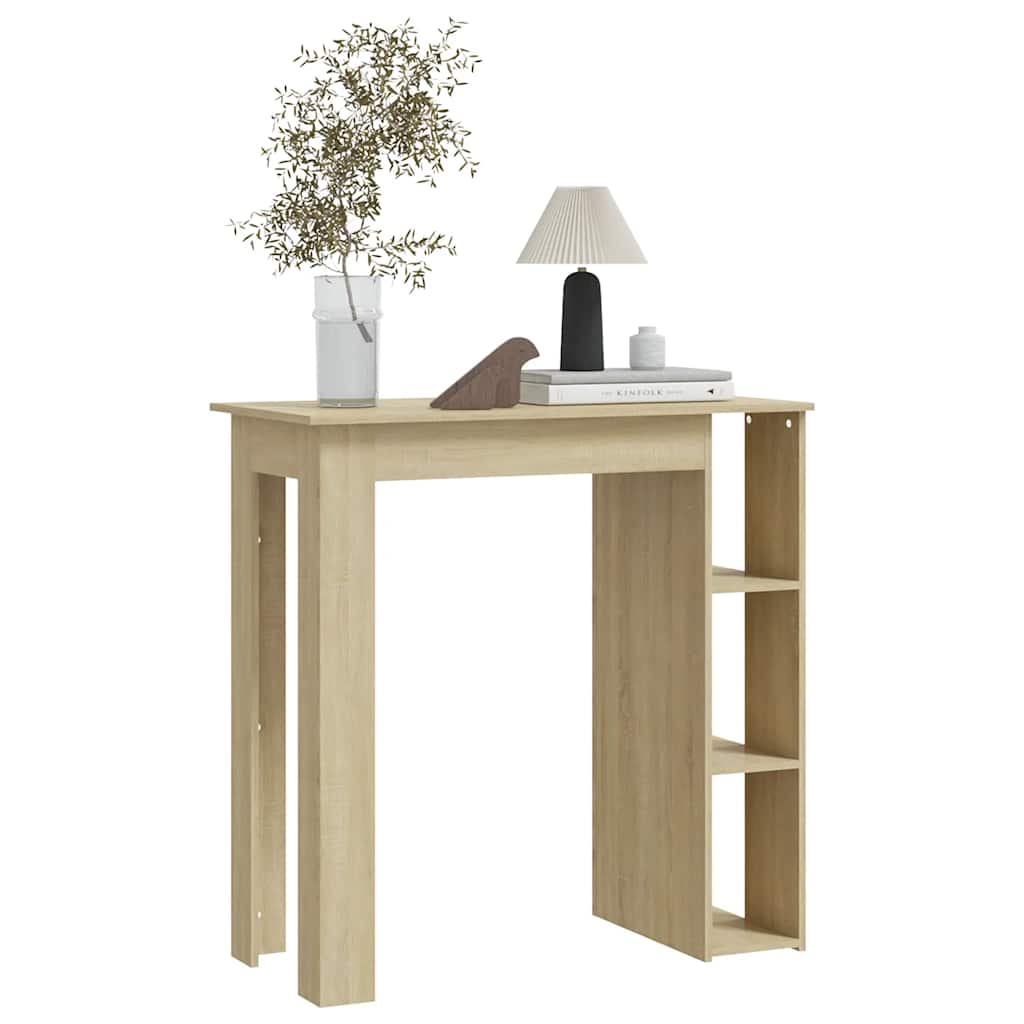 Bartisch mit Regal Weiß 102x50x103,5 cm Holzwerkstoff
