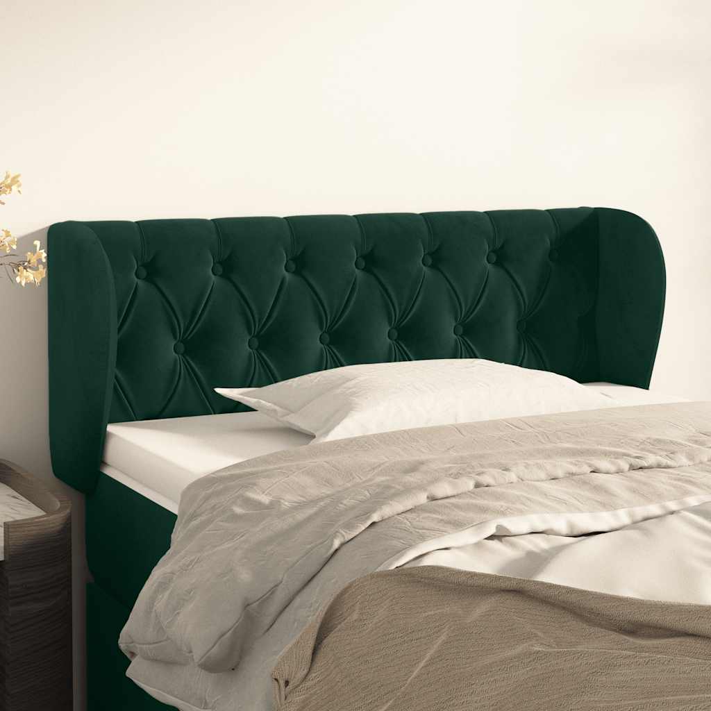 Kopfteil mit Ohren Dunkelblau 93x23x78/88 cm Samt