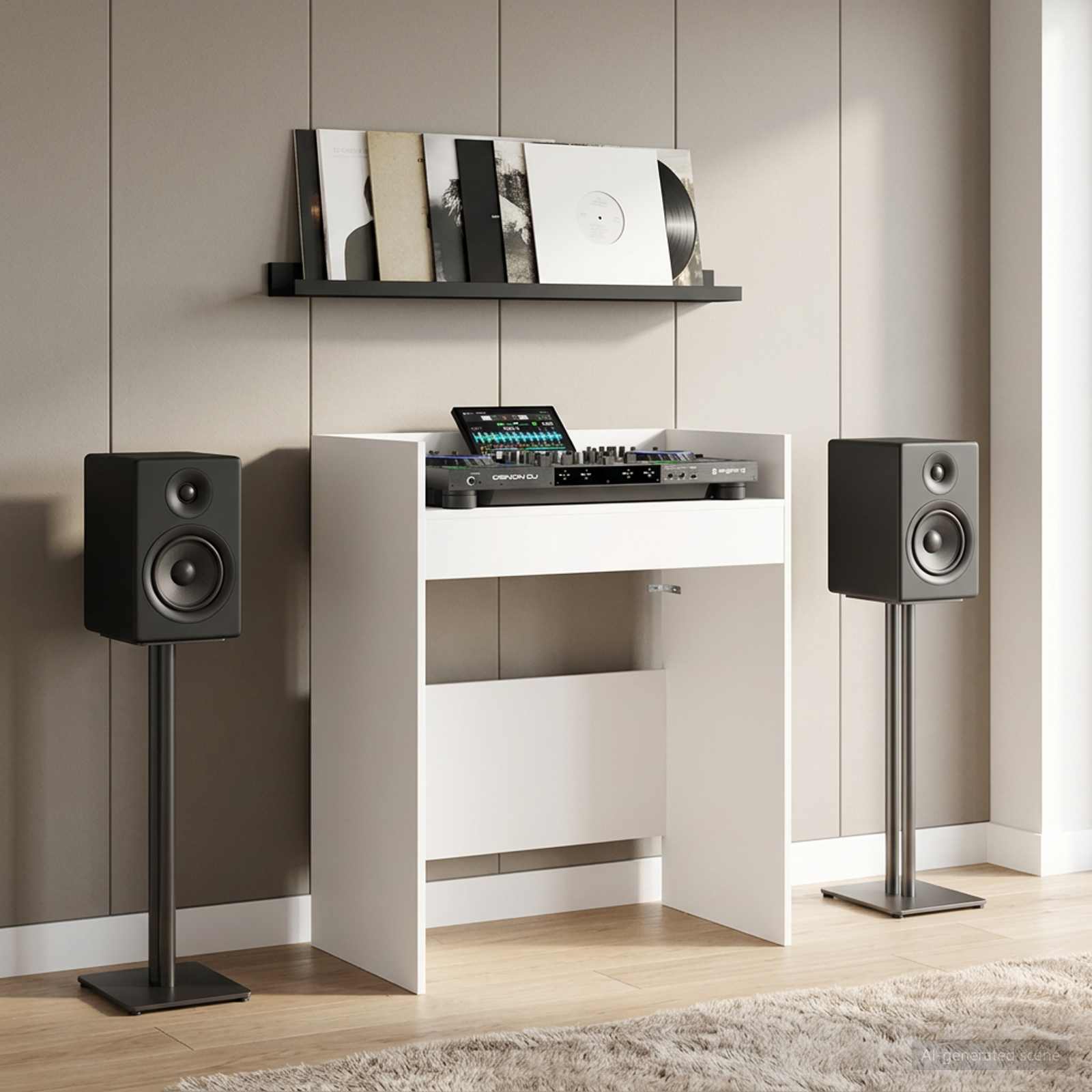 DJ Tisch Weiß 102 x 45 x 102 cm Holzwerkstoff