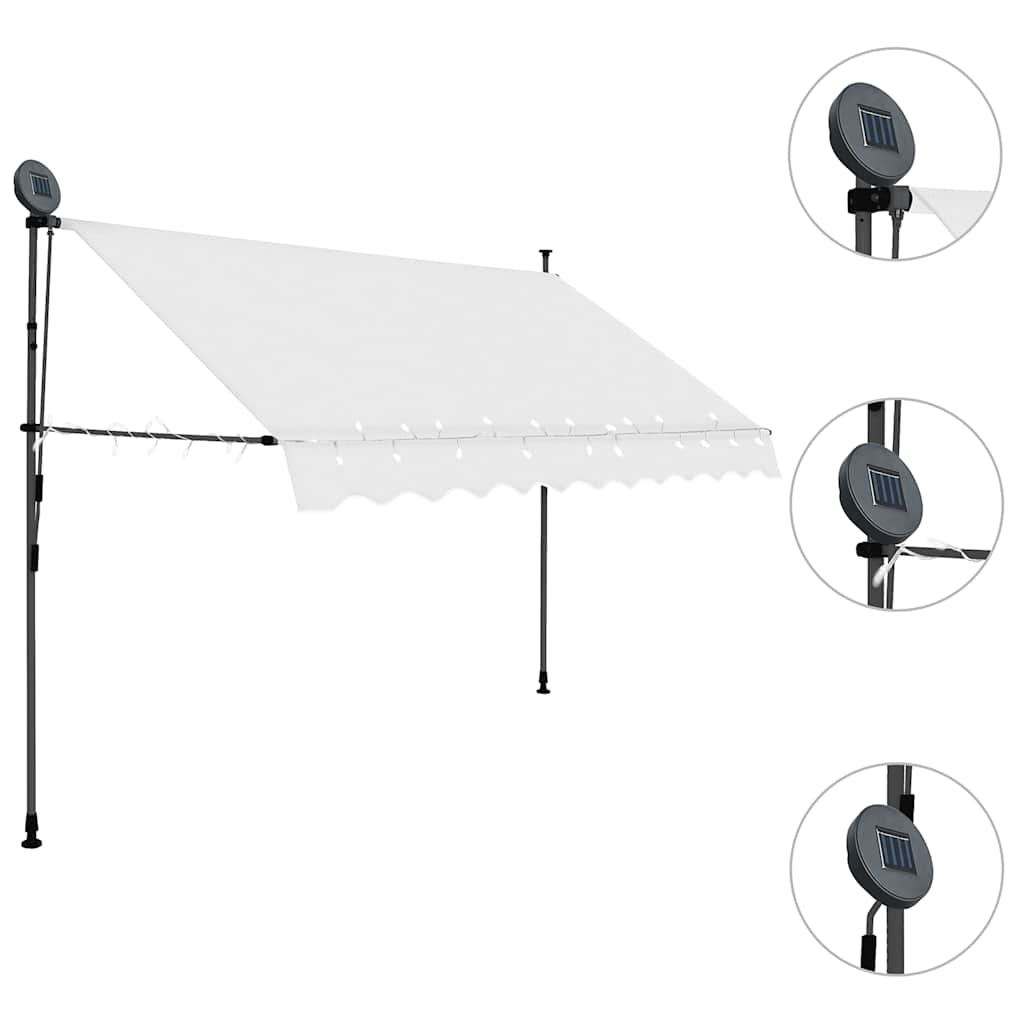 Einziehbare Markise Handbetrieben mit LED 100 cm Blau und Weiß