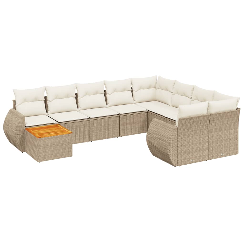 10-tlg. Garten-Sofagarnitur mit Kissen Schwarz Poly Rattan