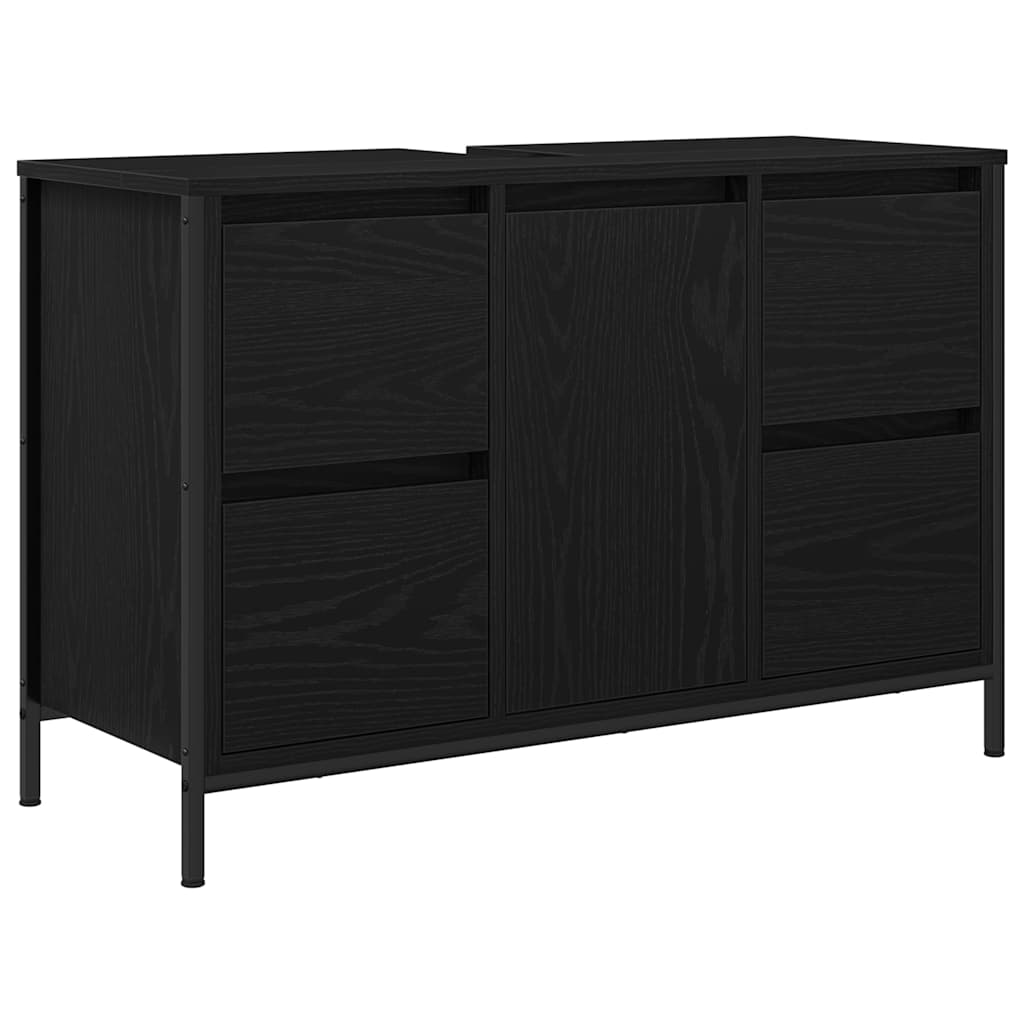 Badezimmermöbel Set mit Schubladen 2 pcs Schwarz Eichen-Optik