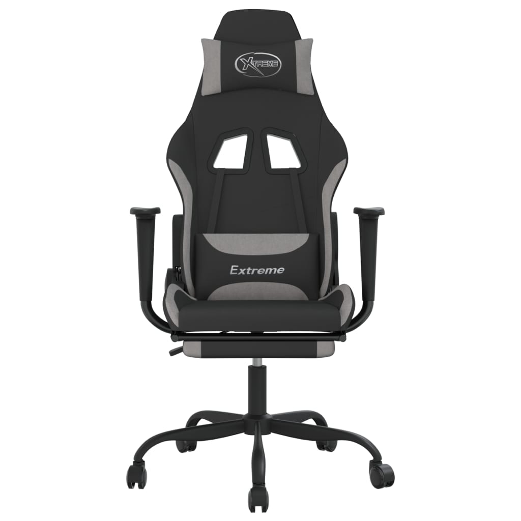 Gaming-Stuhl mit Massagefunktion Schwarz und Creme Stoff