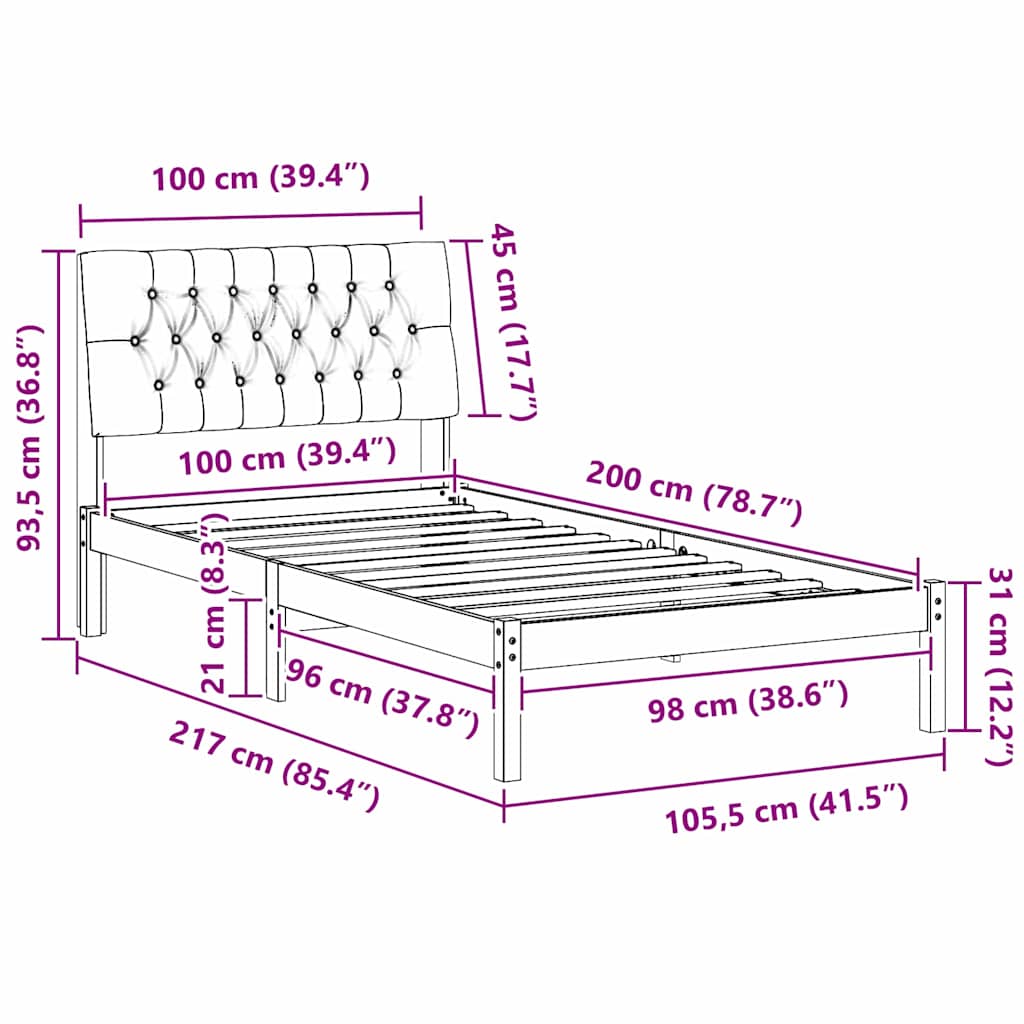 Bettgestell mit gepolstertem Kopfteil Braun 200 x 200 cm