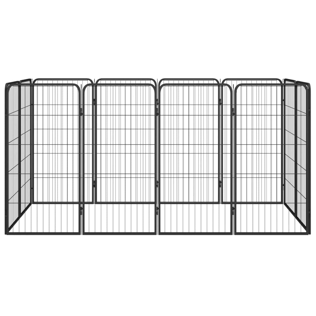 4-tlg. Hundelaufstall Schwarz 50x100cm Stahl Pulverbeschichtung