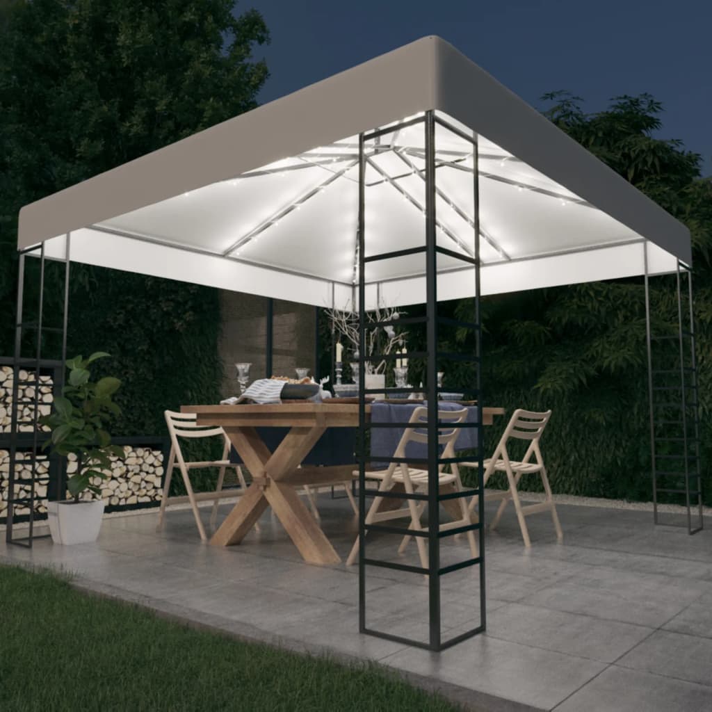 Gartenzelt mit LED-Lichterkette 3x3 m Anthrazit