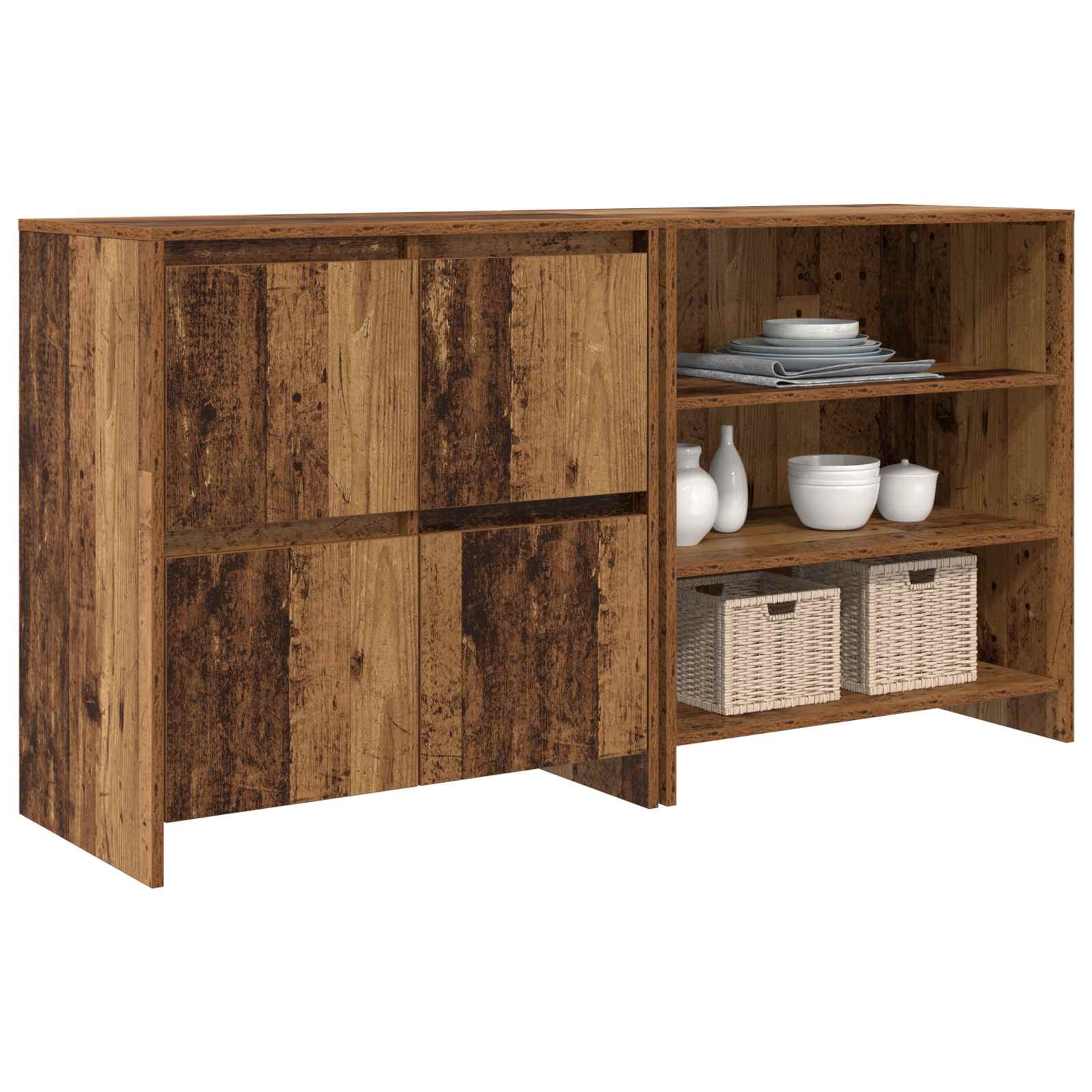 2-tlg. Sideboard Weiß Holzwerkstoff