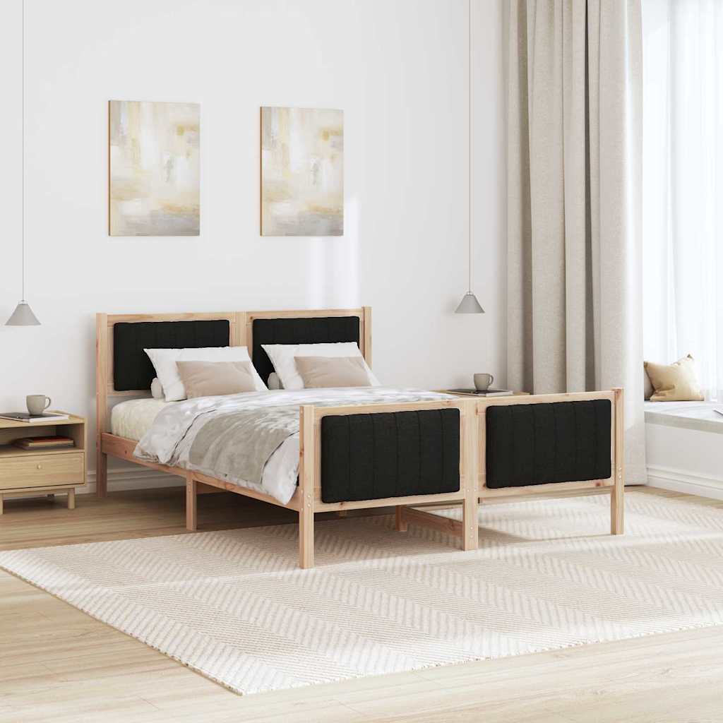 Bettgestell Braun und hellgrau 200 x 200 cm Massivholz Kiefer