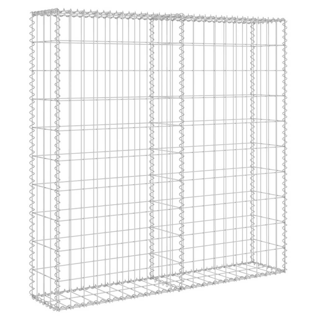 Gabionenwand mit Abdeckung Verzinkter Stahl 20×20×100 cm