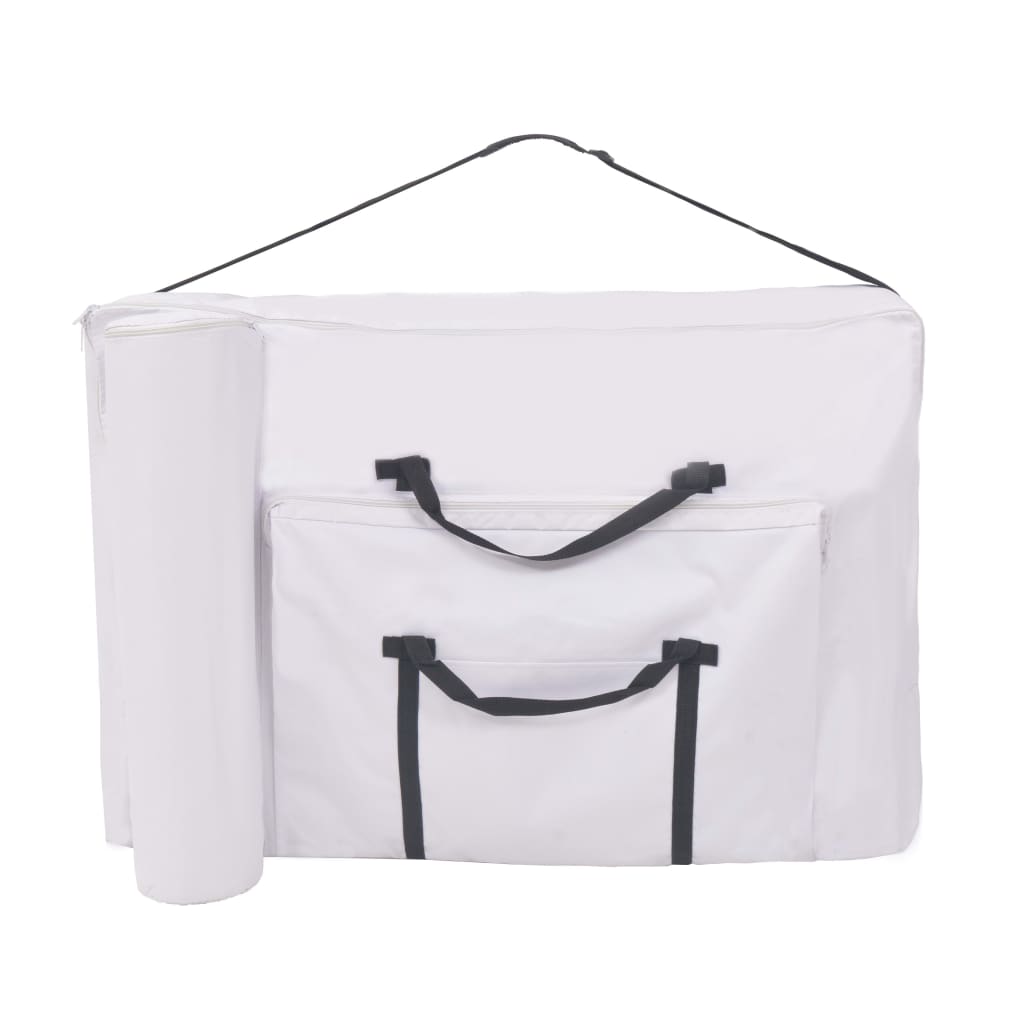 Massageliege 2-Zonen mit Hocker Klappbar 10 cm Sitz Schwarz