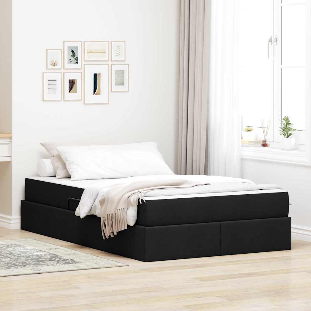 Aufbewahrungsbett mit Matratze Hellgrau 90 x 190 cm Polyester