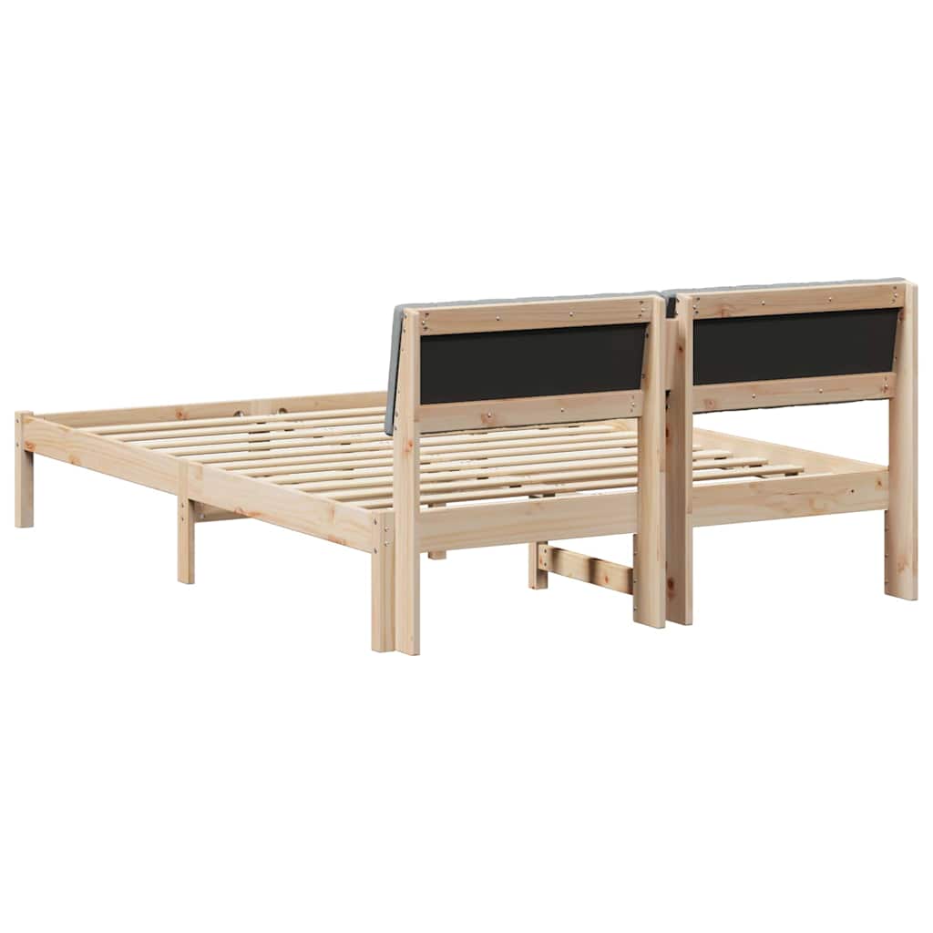 Bettgestell Braun und hellgrau 200 x 200 cm Massivholz Kiefer