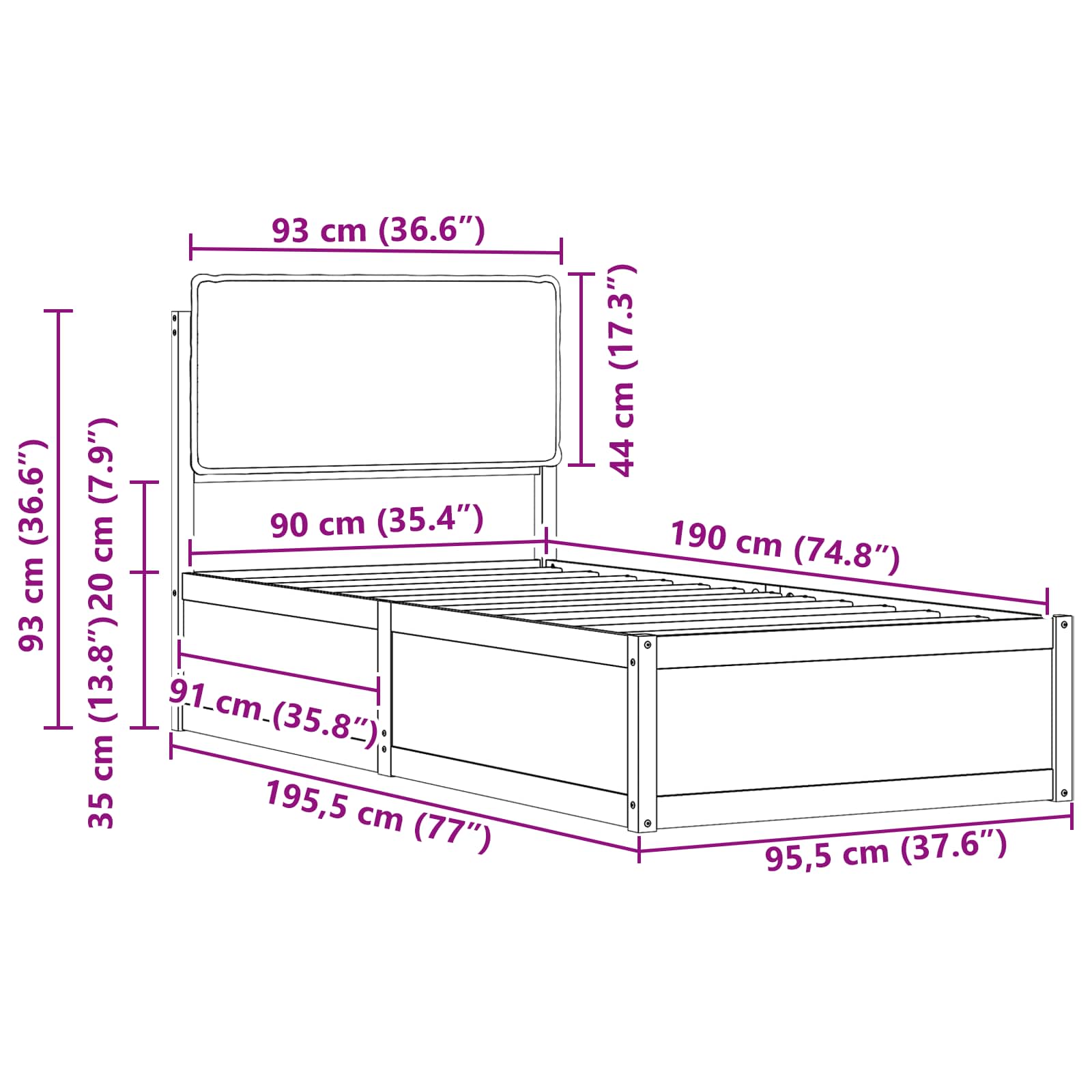 Bettgestell mit gepolstertem Kopfteil Hellgrau 200 x 200 cm
