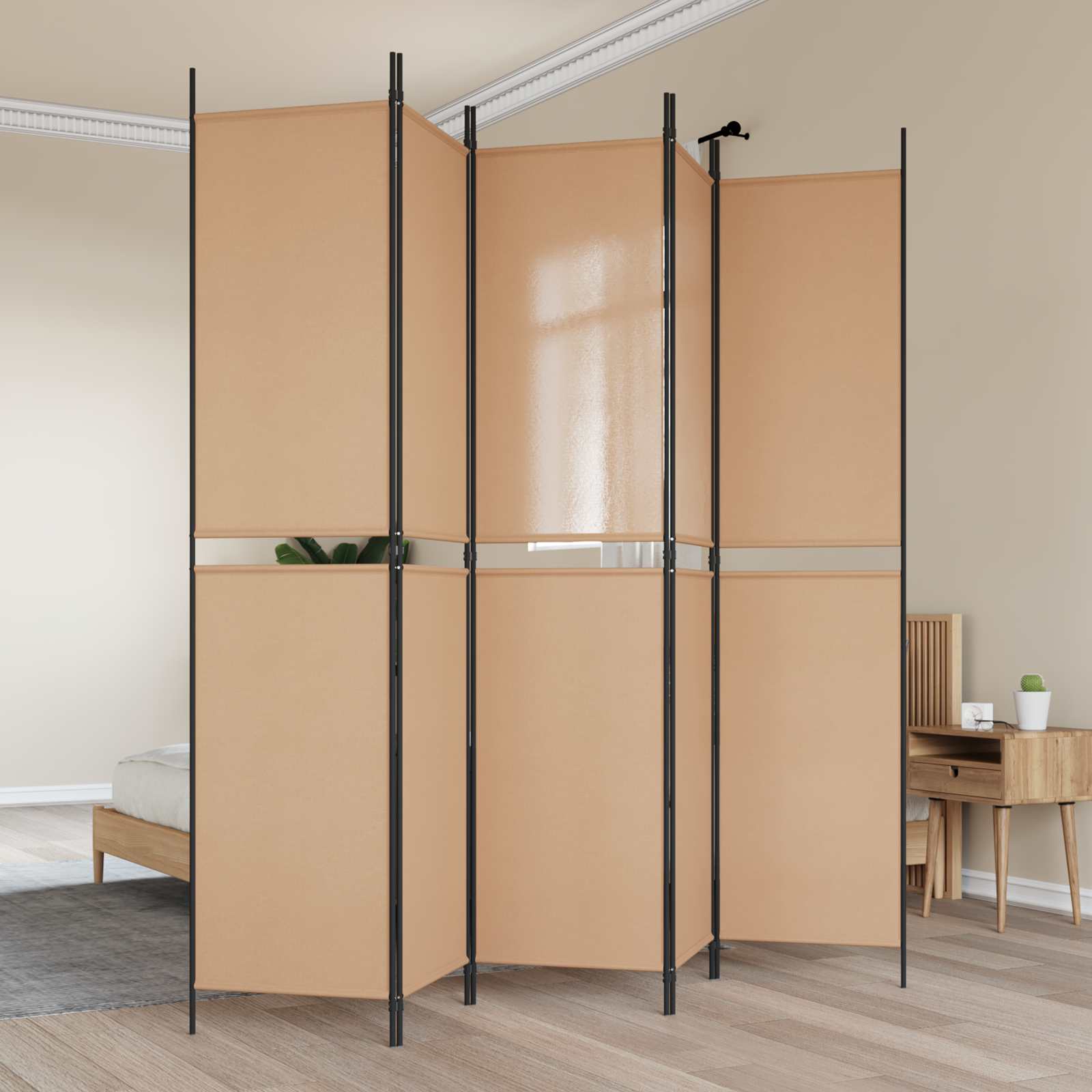 3-teiliger Raumteiler Beige 150 x 180 cm Stoff
