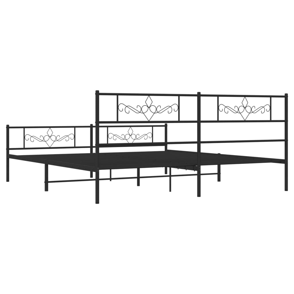 Bettgestell mit Kopfteil Metall Schwarz 100x190 cm
