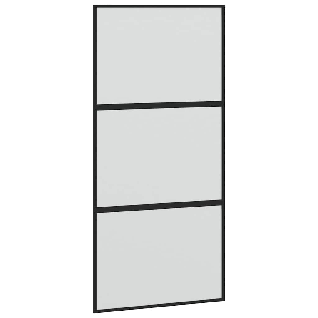 Schiebetür mit Beschlag Schwarz 76x205 cm Hartglas