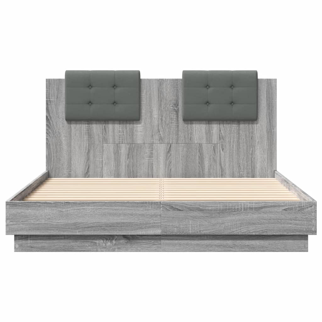 Bettgestell mit Kopfteil Grau Sonoma 180x200 cm Holzwerkstoff