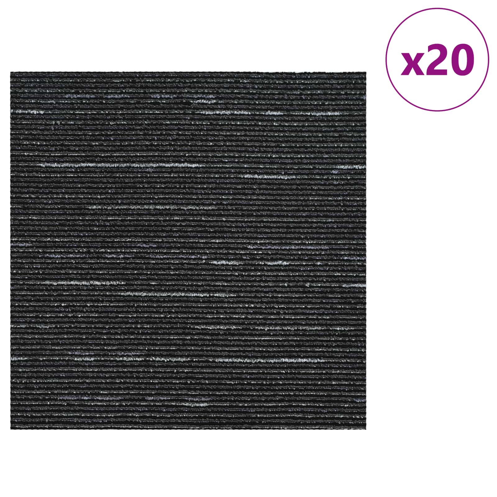 Teppichfliese Hellgrau mit Streifen 50 x 50 cm 4 pcs