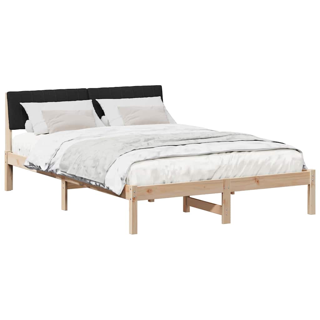 Bettgestell Braun und hellgrau 200 x 200 cm Massivholz Kiefer